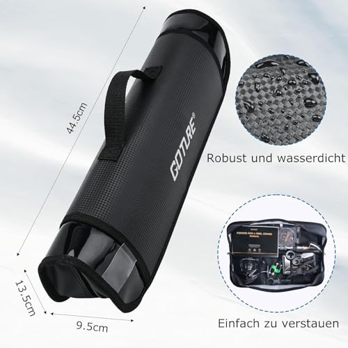 Goture Angelset mit Teleskop-Angelruten (24T Carbon), 2,4m Angelrute Set Komplett 5.2:1 Spinnrolle, 150m/14kg Schnur, Köderbox & Tragetasche – für Salz-/Süßwasser, Reisen–Angelgeschenk