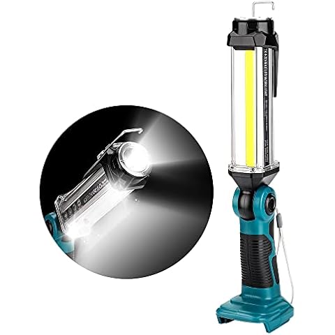 Cordless LED Work Light Portable Outdoor Wide&Long-Range Jobsite Inspection Light with USB Port,Hipoke 2000lm Flashlight Compatible with MaKita 14.4V-20V Lithium Battery BL1860 BL1850 BL1840 Cover
