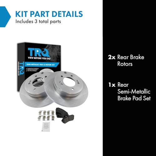 Image of TRQ Rear Brake Pad and Rotor Set Semi Metallic Rotors Compatible with 2015 Hyundai Sonata 2014-2016 Kia Cadenza