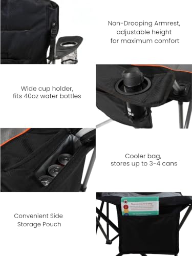 FAIR WIND Big Boy Padded Chair Silla de Camping Sobredimensionada con Acolchado - Paquete de 2 Negro miniatura 6