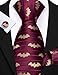 Barry.Wang Burgundy Halloween Man Tie Sets Silk Animal Necktie Woven Handkerchief Cufflinks Designer Fashion Cosplay Festival