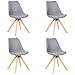 Comfortableplus 4er Set Mid-Century Esszimmerstühle Weicher Gepolsterter Sitz Massive Buchenholzfüße Ergonomische Form Rückenlehne-Grau