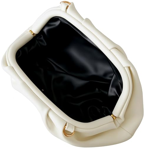 Image of Women's Woven Evening Bag Ruched Dumpling Clutch Purse Detachable Chain Crossbody Bag