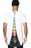 Lavado a máquina o a mano Dark Flower para Hombre Hipster Hip Hop Ligero Camiseta Larga Blanca M