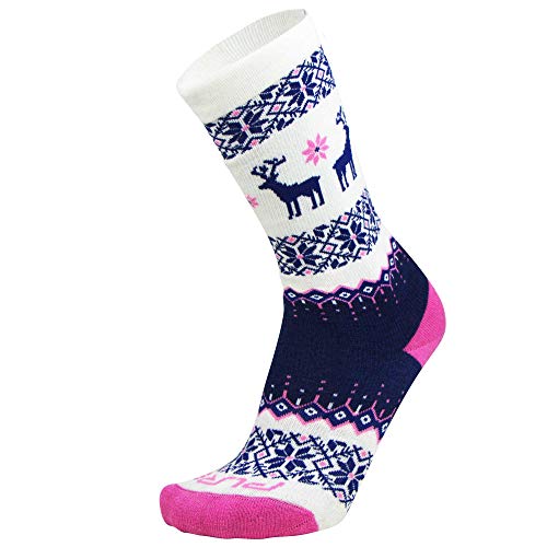 Pure Athlete Kids Merino Wool Ski Socks – Snow Sock For Boys, Girls, Children – Snowboard (1 Pair - Navy/Pink/White, S/M) #TOP2