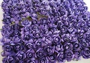 144pc Mulberry Paper 1/2" Rose Flower with Stem (Purple)
