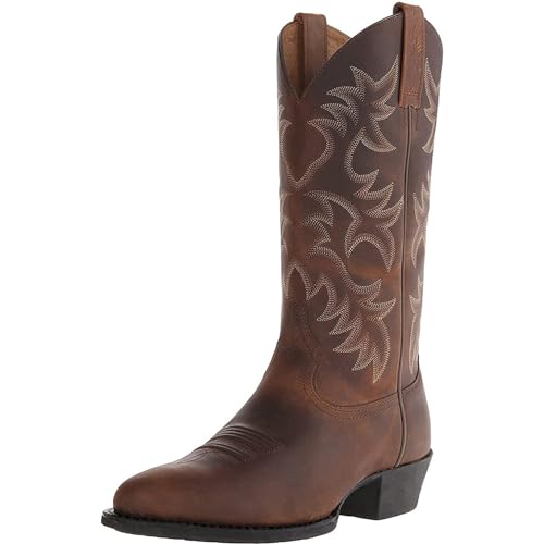Cowboy Boots for Men Western Boots Durable Fashionable Retro Classic Embroidered Mid-Calf Snip Toe Boots