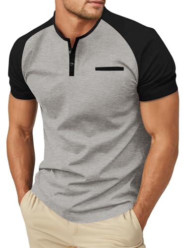 Image of Sailwind Men's Cotton Henley Short Sleeve Casual T-Shirts with Pocket