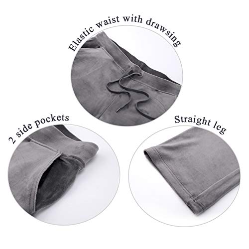 Dolcevida Women's Velour Tracksuits 2 Piece Outfits Hoodie & Sweatpants Sweatsuit Set, Full Zip-grey, Medium