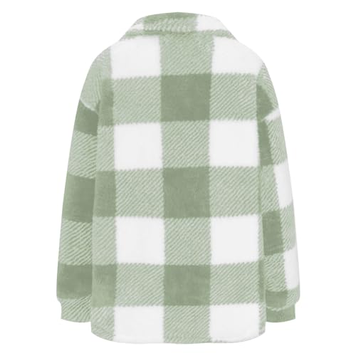Women Plaid Fleece Flannel Shacket Fuzzy Sherpa Casual Jackets Long Sleeve Button Down Shirts Fall Winter Clothes 20243