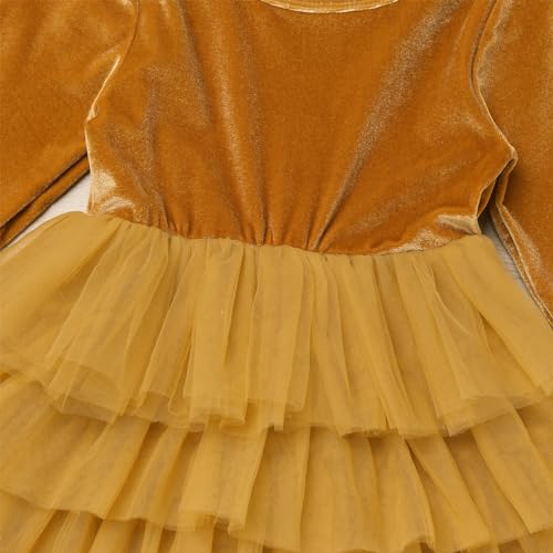 IBTOM CASTLE Flower Girls Velvet Tutu Dress Princess Long Sleeve Fall Winter Kids Wedding Pageant Communion Formal Puffy Gown4