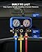 Orion Motor Tech AC Gauge Set, 3-Way AC Manifold Gauge Set for R410A R32 R22 R454B Refrigerant with 5ft Hoses, A/C Gauge with R410 R12/R22 Safety Valves R410A R32/R454B Adapters Valve Core Wrench
