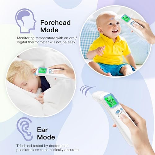 image for GoodBaby Ear and Forehead Thermometer for Adults, 3-in-1 Infrared Digi