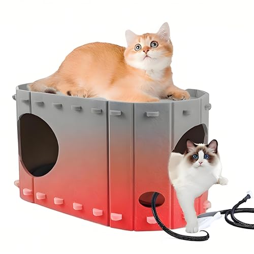 caleforra Casa Aquecida para Gatos Em Ambientes Internos, com Temporizador E Cama de Almofada de Aqu