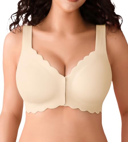 Image of Front Closure Bras for Women Seamless Wireless Push Up Bra No Underwire Full Coverage Comfort Bras Mastectomy Bralettes