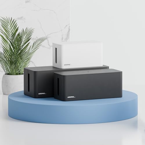 ACROPAQ Kabelbox 3 in 1 Set Weiß, Kabel Organizer zum Kabel verstecken, Schreibtisch Organizer - Kabelmanagementbox für Ordnung im Büro und Home Office