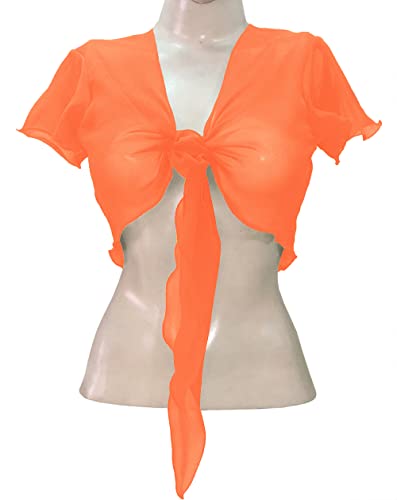Image of Indian Trendy Women's Chiffon Short Sleeve Tie Top Choli Blouse Belly Dance Gypsy Tie Front Cardigan Tops