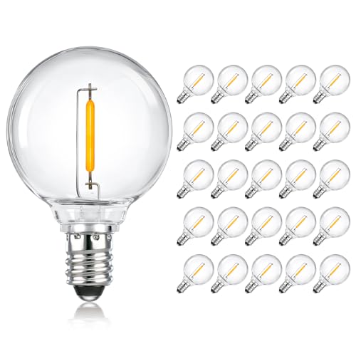 SCNNC 25 PCS Ampoule LED G40 E12 1W 230V Blanc Chaud 2700K, IP54 Étanche Ampoule E12 Ronde Equivalent à 7W Incandescente, Ampoule G40 LED Exterieur Plastique pour...