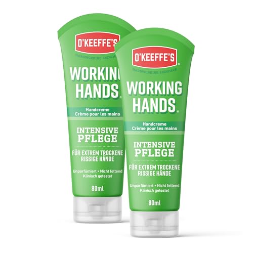 O'Keeffe's Working Hands 2 Pack 100 ml - Crema de manos para secado extremo, manos agrietadas, aumenta instantáneamente el contenido hidratante, forma una capa protectora y evita la pérdida de
