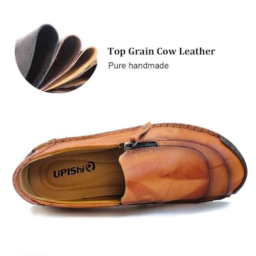 Mens Driving Leather Casual Slip-on Sneaker Handmade Stitched Flats Penny Loafers Lightweight Shoes3