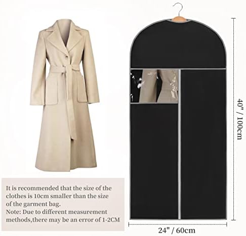 WWW Garment Bags, Garment Clothes Covers, 100*60CM (Pack of 4) Breathable Garment Full Zipper Bags for Dress Suit Clothes,M