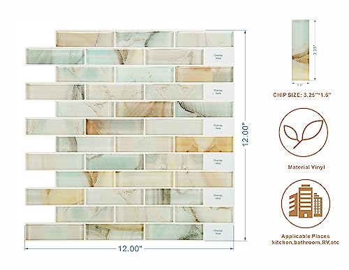 Self-Adhesive Kitchen Backsplash, 10-Sheet Peel And Stick Back Splash Marble Look Decorative Tiles 12"X12" #TOP1
