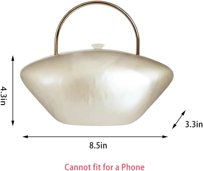 Cute Acrylic Shell Shaped Clutch Purse Small Evening Handbags for Women Wedding Party Prom CrossBody Bag