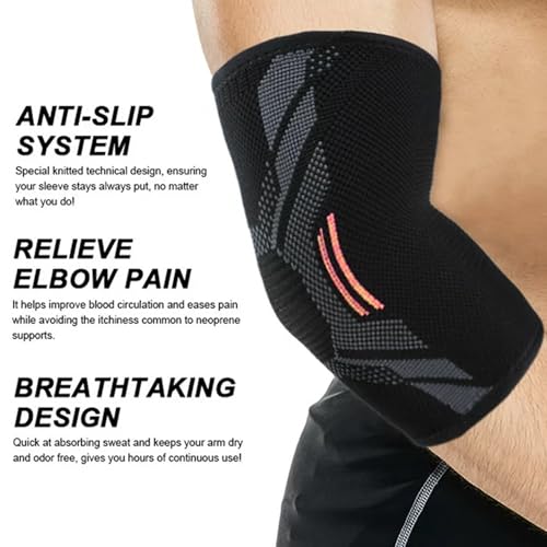 Image of Kobo Elbow Support Compression Sleeve Brace For Pain Relief Tendonitis Arthritis Sports Badminton Tennis Elbow Cricket (Pack of 2) (Imported)