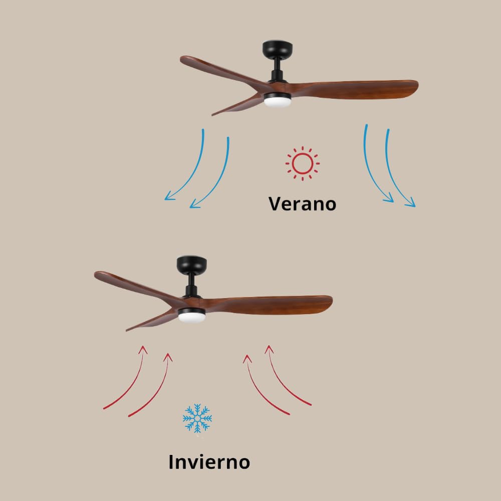 ROWIND L Ventilateur De Plafond Noir/Pin Avec Lumière 152 Cm