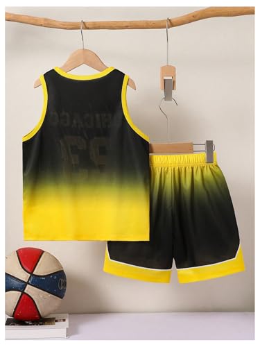 Boy's 2 Piece Basketball Sets Number Graphic Sleeveless Mesh Jersey Tank Tops and Running Shorts2