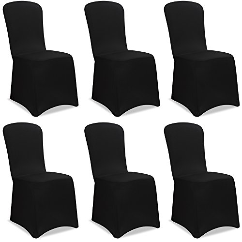 Deuba 6X Housses de Chaise élastiques Noir Noël Mariages évènements fêtes Forme Universelle Couverture Chaise Couvre-chaises