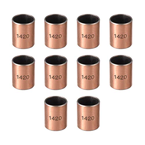 sourcing map 10Pcs Cojinetes de Casquillo, Manguito de Rodamiento sin Aceite, Diámetro Interior 14mm, Diámetro Exterior 16mm, Longitud 20mm, Cojinetes de Manga Bujes de Acero Carbono