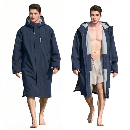 Owntop Swim Parka Windproof Surf Coat for Men Women- Waterproof Surf Poncho- Oversized Warm Swim Parka with Zipper Pockets Kid Youth Adult