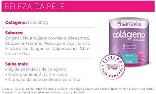 Kit com 3 potes de Colágeno Hidrolisado Tangerina Sanavita 300g