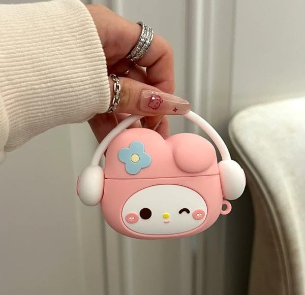 Image of New Cute Soft Silicone Case Compatible with Apple AirPods 4 Generation (2024) Full 360 Protection Dust-Proof Shockproof Case Cover with Hook (Cover Only) (Melody)