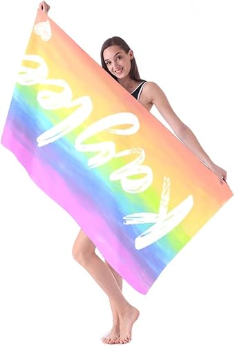 Miniatura 4 de KEEPASSION Toallas de playa personalizadas con nombres, color arcoíris, teñido anudado, toalla de playa personalizada con nombre, toalla de baño de