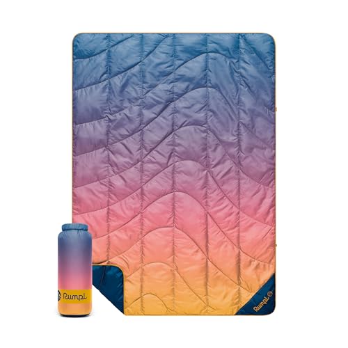 Rumpl Travel Puffy Blanket Ultra-Packable Travel-Size Warmth and Comfort Horizon Fade