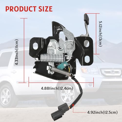 74120SZAA01 Front Hood Latch Assembly for Honda Pilot 2009-2015 - Front Hood Lock Replacement 74120SZA506 by SZQBZMJ - Image 6