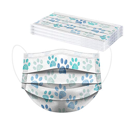 50Pc Personalized Disposable Face_Mask With Animal Patterned Designs For Women Adults Cat Dog Paw Printed Paper_Mask (18-Animal Paw Print) #TOP4