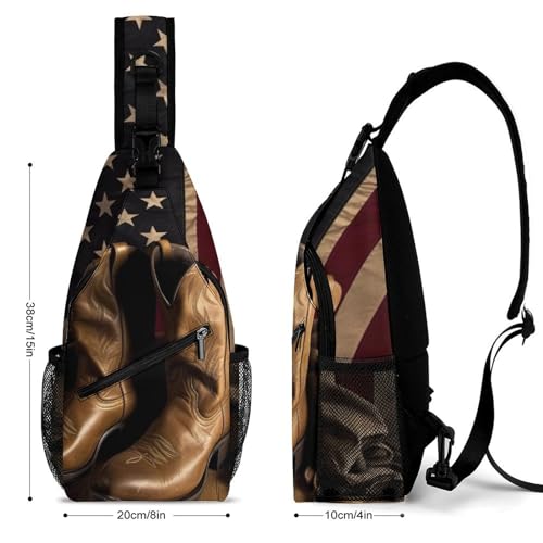 Mochila Sling con bandera americana y botas de vaquero miniatura 2