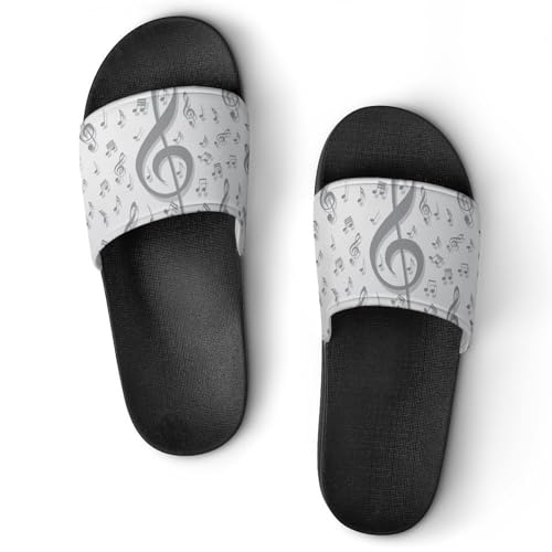 Claquettes femme notes de musique pantoufles de bain sandales slide