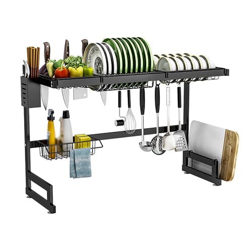 GLJTUO Dish Drainers For Kitchen Counter, Stainless Steel Dish Rack, Drying Rack With Utensil Holder, Long-Lasting And Space Saver