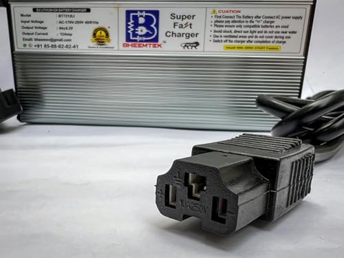 Image of BHEEMTEK 72V 12A Fast EV Charger for Lithium Battery | Lithium-ion Battery Charger 72 Volts 12 Amp | High Speed SMPS Charger with 3 Pin T-Connector | Suitable for All EV-Bike,Scooty,Car.