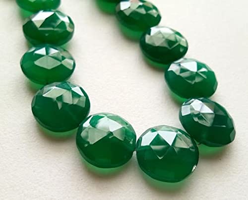 Onyx vert de qualité gemme en perles facettées de 14mm pour joaillerie fine et colliers de luxe