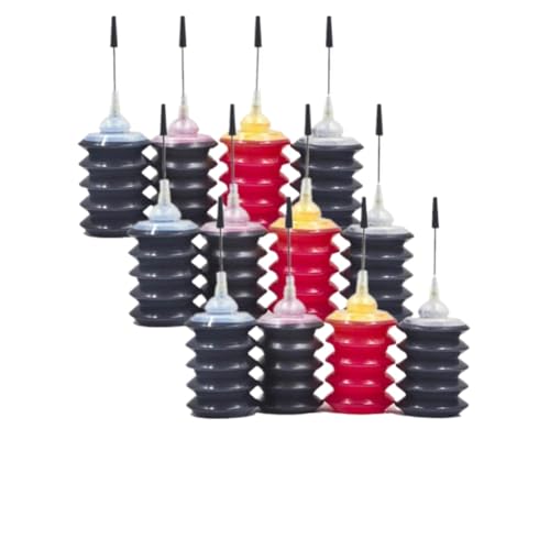 Forgekael Universal Refill Dye Ink for All Model Printer Ink Cartridge CISS Ink Compatible with INKT Tank(3 Sets (12 Pack))