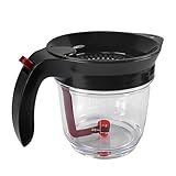Fetttrennkanne für Soßen, Fettabscheider 1000ml, Doppelfiltrations Fetttrenner, Ein Knopf Pressefreigabe Spender,