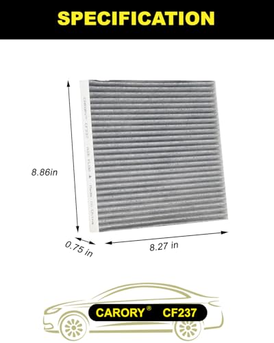 Image of CARORY Cabin Air Filter w /Activated Carbon for Nissan Versa (2012-2019), NV200 (2017-2021), Micra, March, Note, Chevy City Express; OE# 27277-1KK0A, 27278-1KK0A, 27277-9ME0A, CF12237, XC10475, CF237