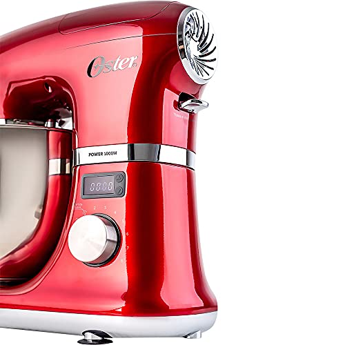 Oster Batedeira Planetária Digital, Bowl Inox, 5L, 110V, Vermelha, 1000W, OBAT911 glide
