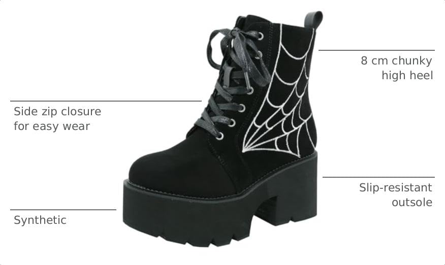 Image of Parisuit Womens Goth Patent Ankle Boots Platform Chunky Combat Boots