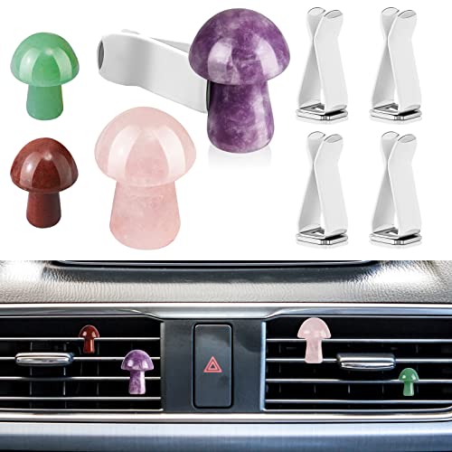 Image of Tallew Heart Crystals Car Vent Clips Car Accessories for Women Quartz Crystals Air Fresheners Vent Clip(Mushroom Style)